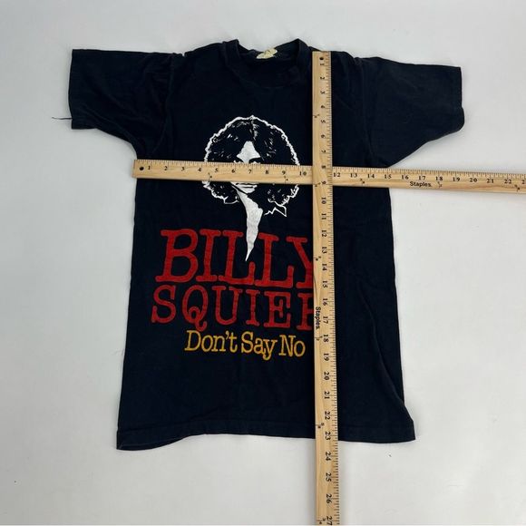 Vintage Billy Squier Shirt Womens Small Black 1981 80s Don’t Say No Tour Band - Picture 7 of 9